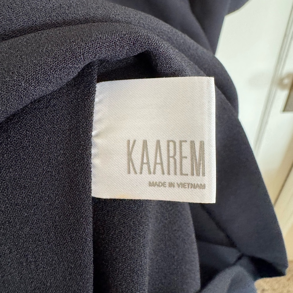 NWT Kaarem‎ triangle dolman open back dress in blue/black size small - Picture 8 of 12